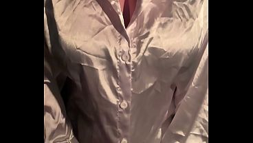 Watch me strip out of my silk shirt and show my big tits